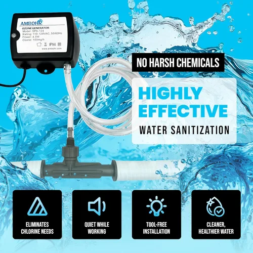 Vista 3 de Generador de ozono de inmersión en frío Ambohr SPA-124, máquina de ozono de salida eficiente de 100 mg/h, generador de ozono con válvula