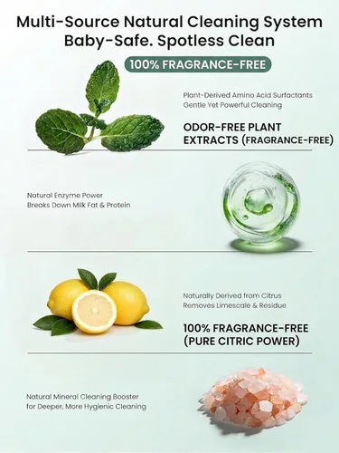 Vista 2 de GROWNSY Tabletas detergentes para lavar botellas, fórmula enzimática a base de plantas, elimina los residuos de leche, grasa y olor, seguro