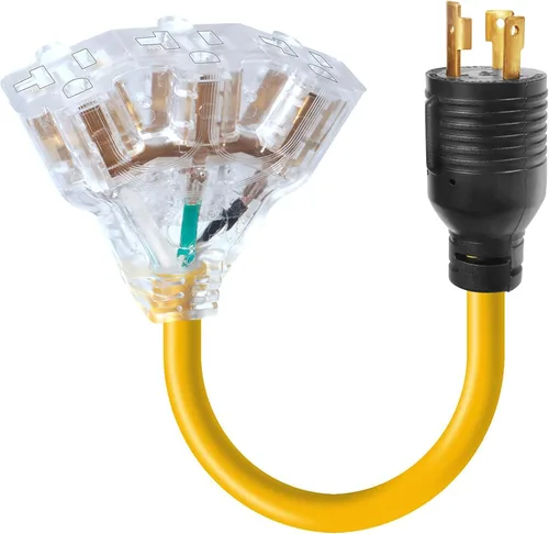 Cable de alimentación para generador de 30 amperios a 110, adaptador de generador de 3 clavijas de 30 amperios a 15 A, enchufe de alimentación macho