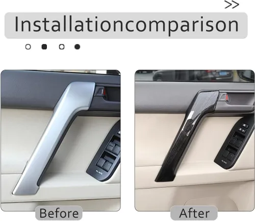 Vista 3 de Moldura de Manija de Puerta Interior de Automóvil ABS 4PS Apto para Toyot@ Land Cruiser Prado FJ150 150 2010 2011 2012 2013 2014 2015 2016 2017 2018