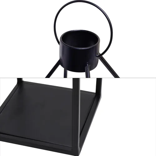 Vista 5 de HPC Decor Lámpara de granja moderna de estilo rústico - Lámpara de vela negra de metal para noche de verano - Lámparas con temporizador y velas