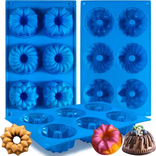 Vista 8 de Sidosir Molde de silicona para pasteles con forma de estrella y estilo vintage, 6 cavidades Heritage, molde de silicona para pasteles familiares