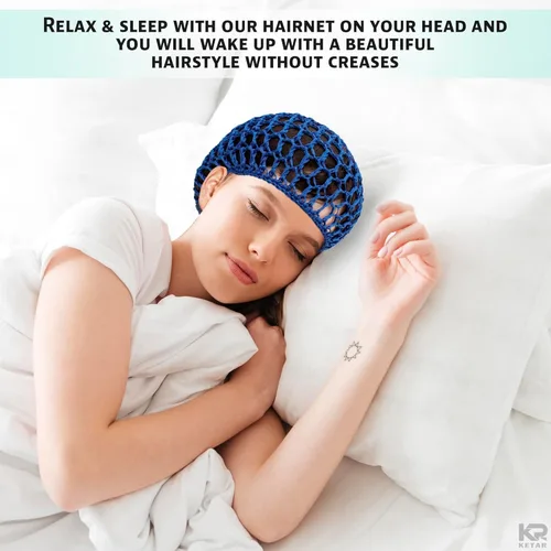 Vista 6 de 4 redes para el cabello para dormir, 5.5 x 7 pulgadas, ligeras, transpirables, de malla de viscosa, suaves, cómodas para uso a largo plazo, hechas a
