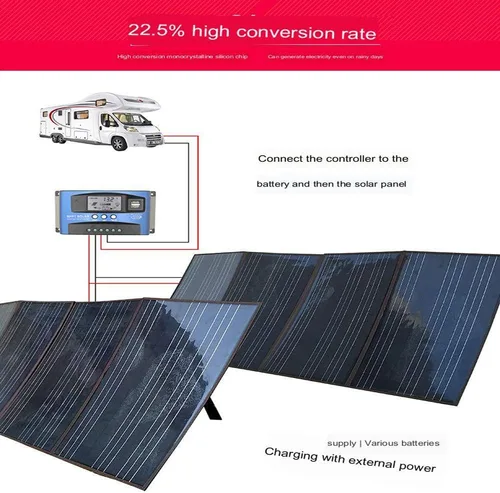 Vista 6 de Paneles solares plegables portátiles, paneles solares para centrales eléctricas portátiles, caravanas, fuentes de alimentación de emergencia
