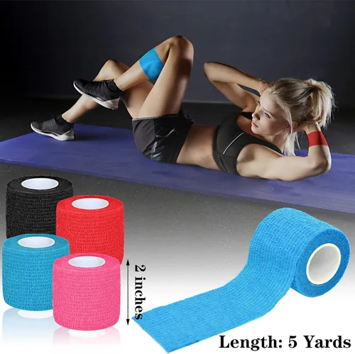 Vista 2 de Paquete de 8 vendajes autoadhesivos de 2 pulgadas x 5 yardas, cinta adhesiva autoadhesiva para atletismo, muñeca, tobillo, rodillas, mascotas