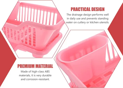 Vista 3 de Abaodam 1 juego de escurridor de platos con diseño de drenaje para cocina, capacidad de almacenamiento, cesta de platos para el hogar, restaurante
