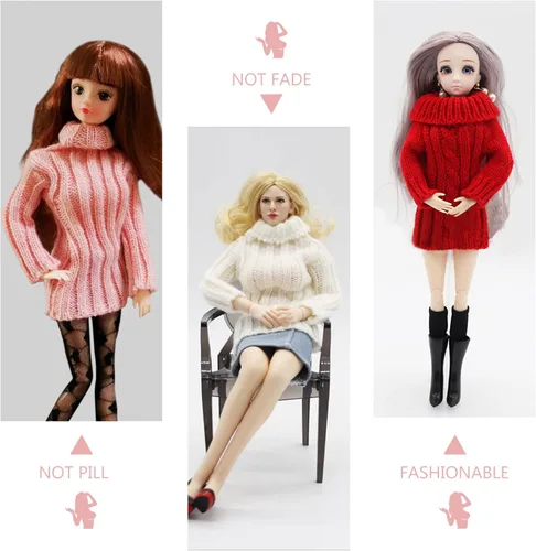 Vista 9 de 5 piezas de punto para disfraz, accesorios de ropa, muñeca para niños, suéter de moda