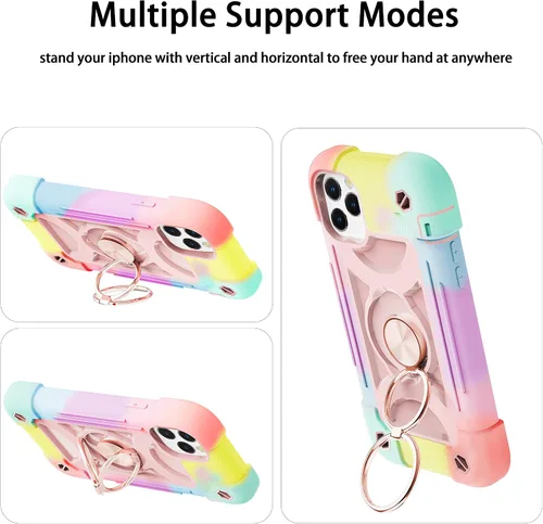 Vista 8 de MARKILL Funda compatible con iPhone Air de 6.5 pulgadas 2025 con soporte de anillo giratorio de 360 grados, protección contra caídas de grado