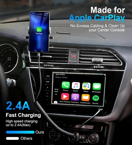 Vista 2 de Cable Lightning en espiral, cable de carga para iPhone de 3 pies para automóvil, paquete de 2 [certificado Apple MFi], cable Lightning de 3 pies