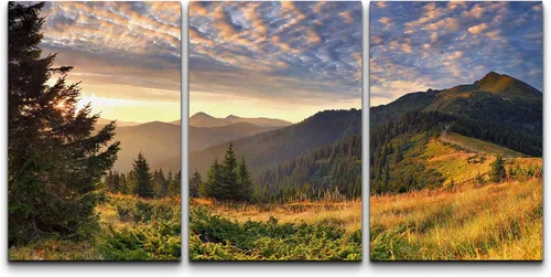 Vista 49 de Lienzo de 3 piezas, arte contemporáneo, decoración de pared moderna, cascada y flores