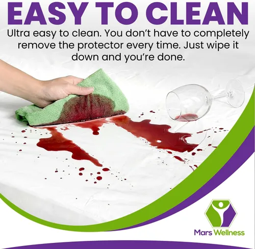 Vista 4 de Mars Wellness Protector y funda de colchón de vinilo impermeable, funda de colchón blanca con cremallera, funda de colchón para chinches, 1 paquete