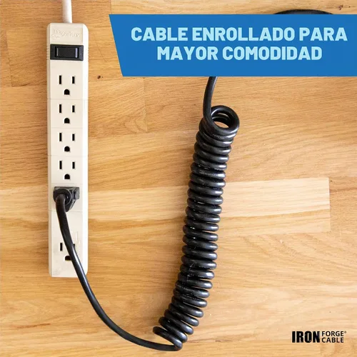 Vista 6 de Iron Forge Cable Cable de extensión en espiral negro calibre 16, 5 pies - 3