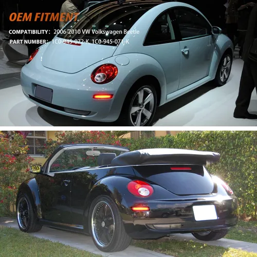 Vista 7 de ADIIL Luces LED rojas de señal de marcador lateral trasero para VW Volkswagen Beetle 2006-2010 (2 piezas lado del pasajero y del conductor), luces