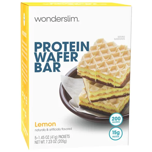 Vista 10 de WonderSlim Barra de bocadillos de oblea de proteínas, chocolate, 210 calorías, 0.53 oz de proteína, 0 mg de colesterol (5 unidades)