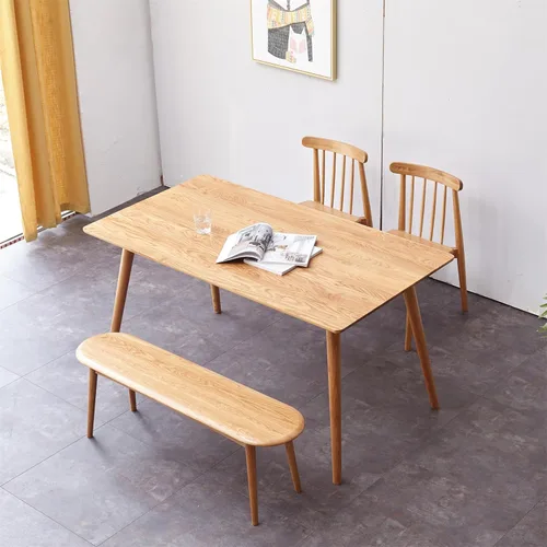 Vista 6 de LLS Banco de madera para interiores, banco de comedor de madera maciza para comedor, entrada, dormitorio, banco de cocina de roble de 39.37