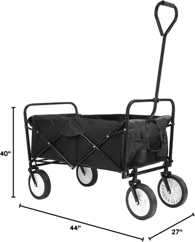 Vista 5 de Kaito TC3015 Carro utilitario plegable para exteriores con ruedas de 8 pulgadas y mango acolchado (negro)