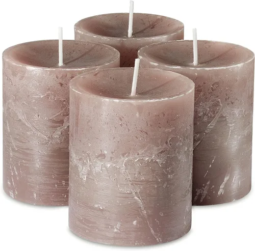 Vista 8 de SPAAS - Juego de 4 velas rústicas de pilar amarillas – Velas decorativas de 2.7 x 3 pulgadas – Velas de pilar rústicas sin perfume sin olor