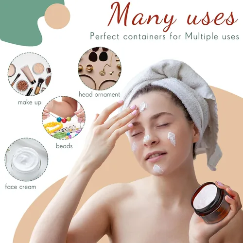 Vista 4 de Patelai 4 piezas de recipientes de plástico redondos de boca ancha a prueba de fugas con tapas para almacenamiento de viaje, maquillaje, productos