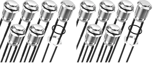 DaierTek Interruptor de botón momentáneo de 12 V, 0.472 in, interruptor de botón pequeño de metal impermeable, plateado, normalmente abierto (ON)