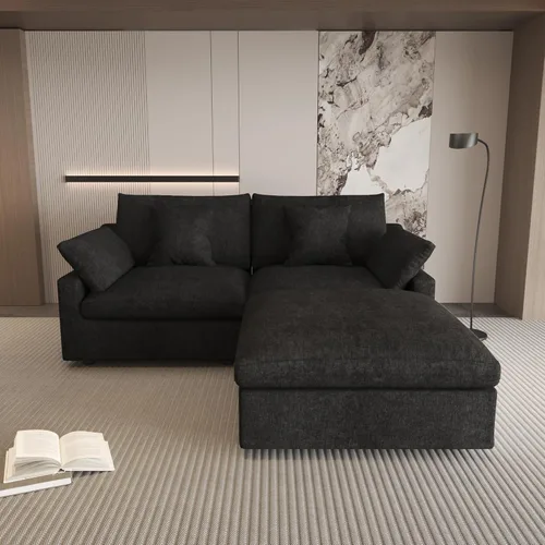 WJShome Sofá Seccional Cloud Couch de 83 pulgadas para sala de estar, sofá seccional modular relleno de plumón, sofás en forma de L con otomana,