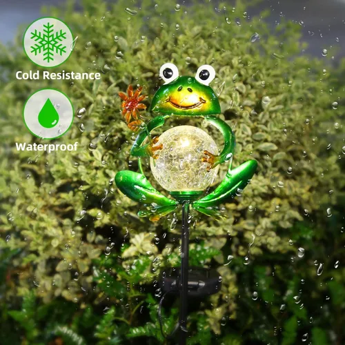 Vista 7 de Garden Solar Lights Outdoor Decorative, Metal Frog Shape, Waterproof Stake Lights with 2 FT, Auto ON/Off Solar Powered Light for Lawn, Backyard