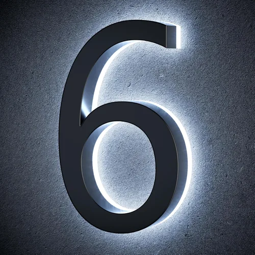 Vista 17 de Números de casa retroiluminados de 5 pulgadas para exteriores, acero inoxidable, número de dirección de casa iluminado con LED, letreros