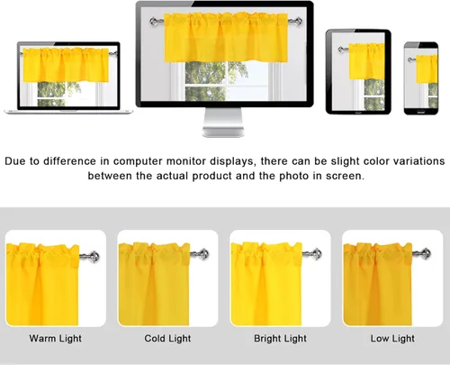 Vista 45 de DWCN Cenefa de cocina para ventanas, cortina de baño/sótano para tratamiento de ventanas, cortinas cortas de 18 pulgadas, 1 panel, 52 x 18 pulgadas