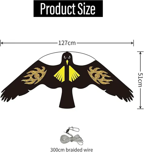 Vista 3 de Cometa de Halcón para Aves, Cometa Voladora para Protección de Cultivos Espantapájaros, Cometas Voladoras Sin Mástil - Estilo E