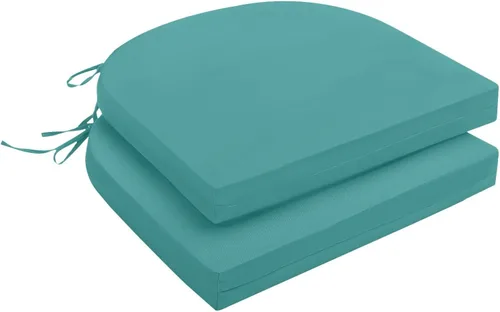 Vista 18 de downluxe - Juego de 2 cojines impermeables para sillas de exterior y muebles de patio, con correas, de espuma de alta densidad, para asiento al aire