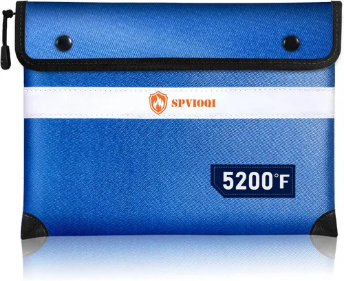 Vista 10 de Bolsa de documentos ignífuga mejorada de 5200 °F con aislamiento térmico, bolsa resistente al agua y fuego con cremallera, 8 capas
