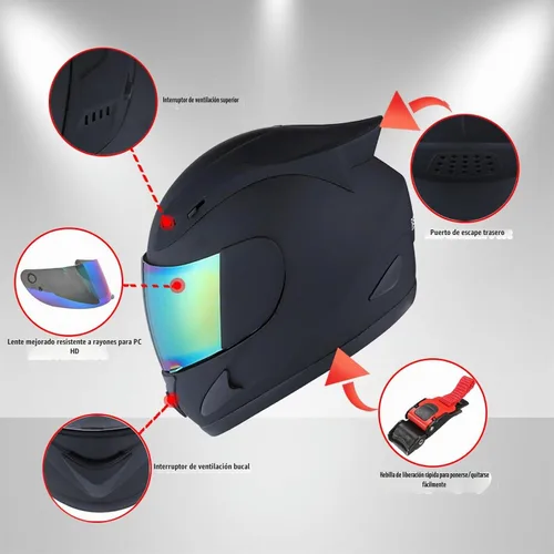 Vista 2 de 1Storm - Casco de cabeza completa para motocicleta, diseño de calavera mecánica HJDJ11