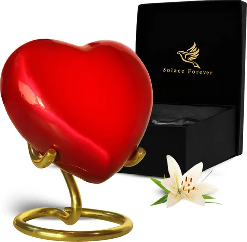 Vista 6 de Mini urna para cenizas humanas, urna de recuerdo para cenizas, conmemorativa de urna de corazón pequeño con soporte, un hermoso homenaje