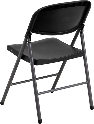 Vista 6 de Flash Furniture HERCULES Series - Silla plegable de plástico negro con marco de carbón y capacidad de 330 libras