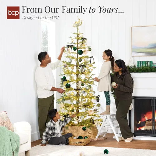 Vista 5 de Best Choice Products - Árbol de Navidad con pocas ramas iluminado 4.5 pies, pino artificial, decoración navideña de abeto noble con luces LED