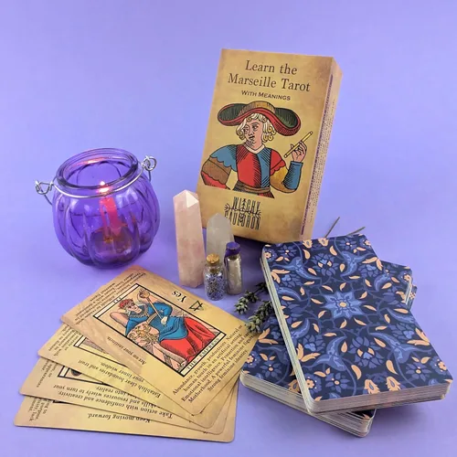 Vista 9 de Witchy Cauldron Baraja de tarot de Marsella para principiantes con significados en ellos – Tarot de 78 cartas de aprendizaje de Marsella Tarot