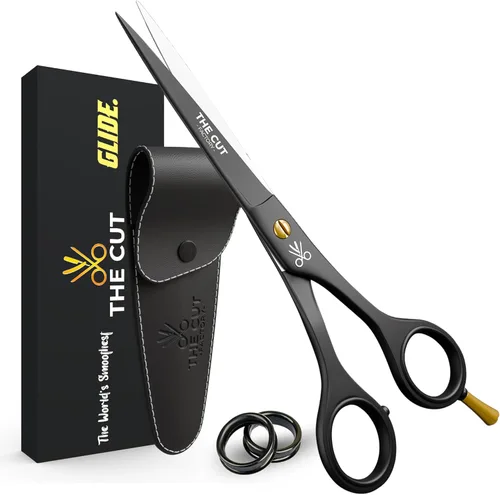 The Cut Factory® Tijeras de Cabello de Lujo Negro Mate de 6.5 Pulgadas – Tijeras de Barbero de Acero de Alto Carbono Ultra Afiladas para Hombres,