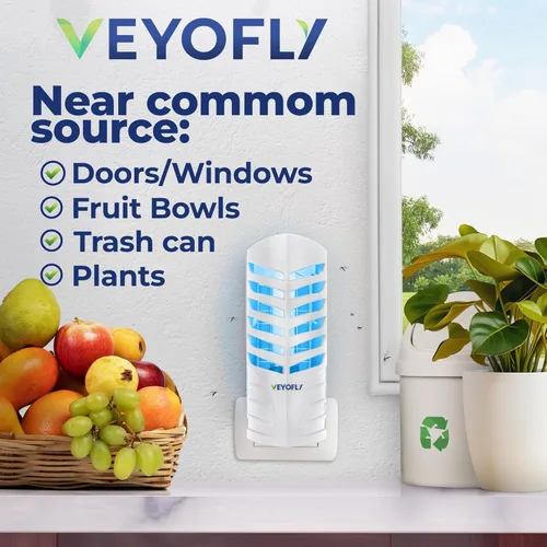 Vista 3 de VEYOFLY Trampas para Moscas de Frutas para Interiores, Trampa para Moscas Interior, (2 Dispositivos + 6 Recargas) Atrapamoscas Interior, Trampas