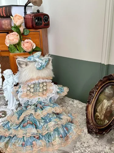 Vista 184 de Moda Vestido de Princesa de Encaje para Perro Cachorro Dulce para Perro EXTRAL Pequeño y Pequeño A-Negro XX-Pequeño