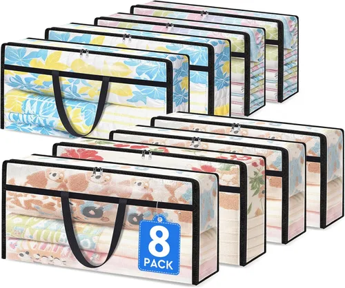 Vista 18 de TasticTotes Paquete de 4 bolsas de almacenamiento transparentes para edredón, ropa y ropa de cama, almacenamiento de mantas de plástico
