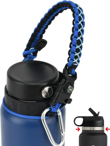 Vista 16 de Asa de cuerda de paracaídas para botellas Hydroflask 2.0 de boca ancha y estándar, con nuevo soporte de anillo de seguridad, 12oz - 64oz