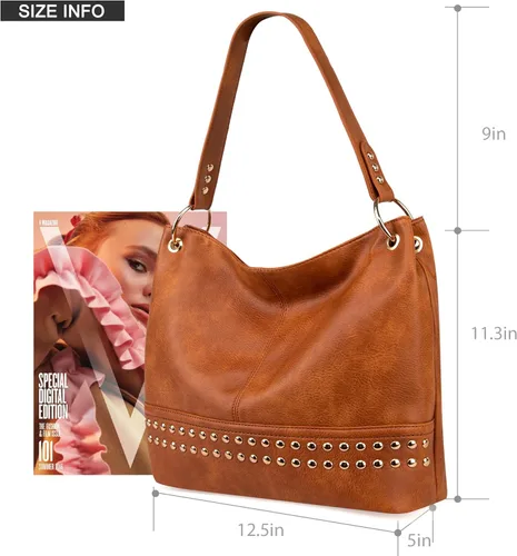 Vista 6 de Montana West Bolso Hobo para mujer con asa superior y bolsillos con cremallera
