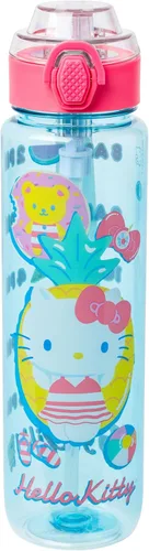 Vista 10 de Silver Buffalo Disney Lilo and Stitch Aloha Chillin' Hydration Tracker - Botella de agua de plástico con tapa de bloqueo y correa, 33 onzas
