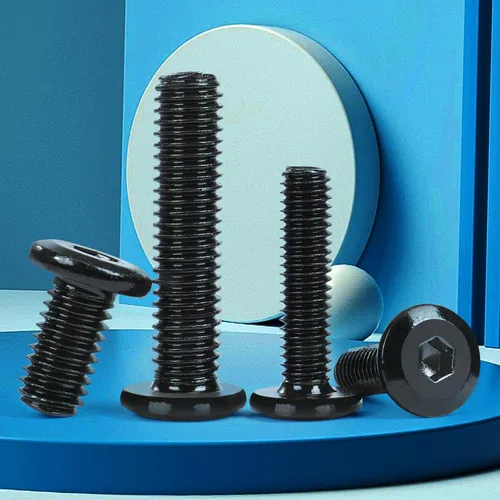 Vista 2 de VGBUY M6-1 x 8 mm 90 piezas Tornillos de cabeza plana con muesca hexagonal, pernos métricos M6, acero inoxidable 304 18-8, niquelado negro, rosca