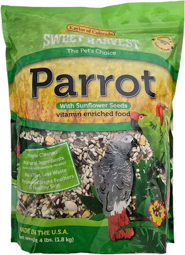 Comida para pájaros loros (con semillas de girasol), bolsa de 4 libras, mezcla de semillas para una variedad de loros