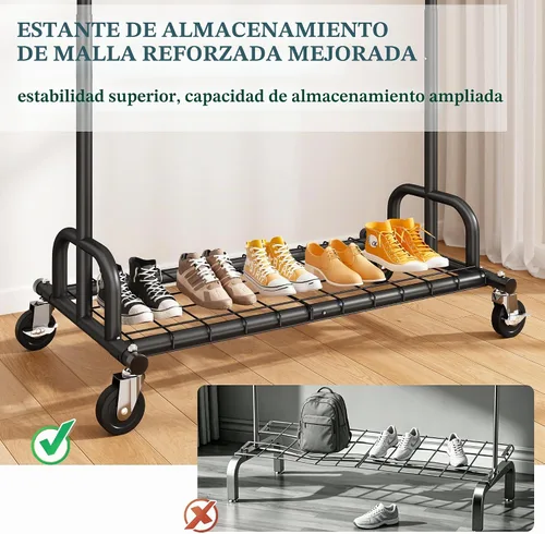 Vista 3 de Raybee Perchero resistente para ropa, estantes para ropa para colgar ropa pesada 200+, perchero enrollable para ropa con capacidad de carga de 485