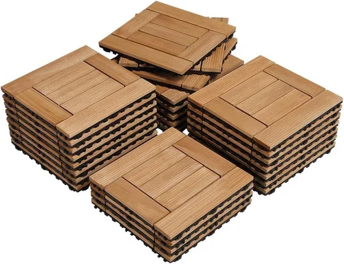 Vista 11 de Yaheetech 27 azulejos de madera para terrazas de patio, azulejos entrelazados para patio, madera maciza y plástico para interiores y exteriores, 12