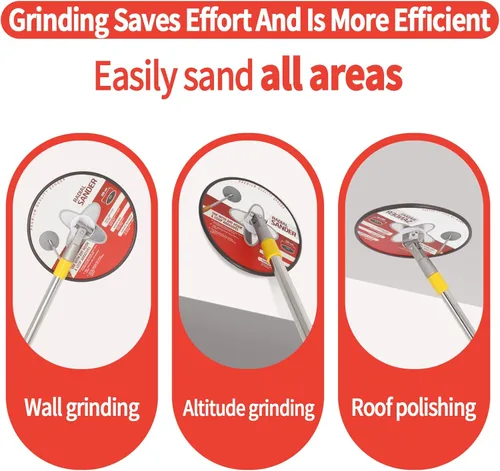 Vista 3 de Upgarded Lijadora de poste para paneles de yeso, lijadora de pared para preparación de pintura, lijadora de paneles de yeso de 9 pulgadas con poste