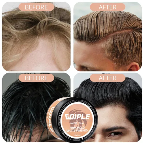 Vista 5 de Arcilla para peinar el cabello, pasta mate para el cabello para hombres, textura mate a base de agua, pomada de arcilla ideal para todos los tipos