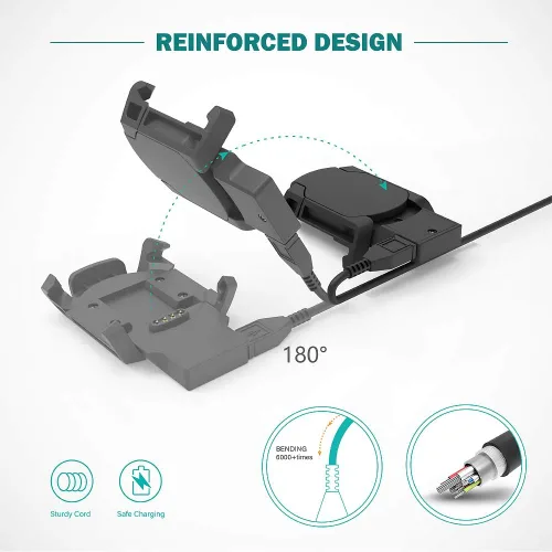 Vista 3 de TUSITA Cargador compatible con Garmin Fenix 3, Fenix 3 Sapphire, Fenix 3 HR, Quatix 3, Tactix Bravo, D2 Bravo - 1M