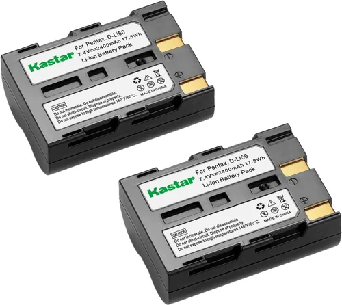 Kastar Batería (2X) para Pentax D-Li50 Konica Minolta NP-400 Samsung SLB-1647 Sigma BP-21 y Pentax K10 K10D K20 K20D Minolta A-5 A-7 Dimage A1 A2